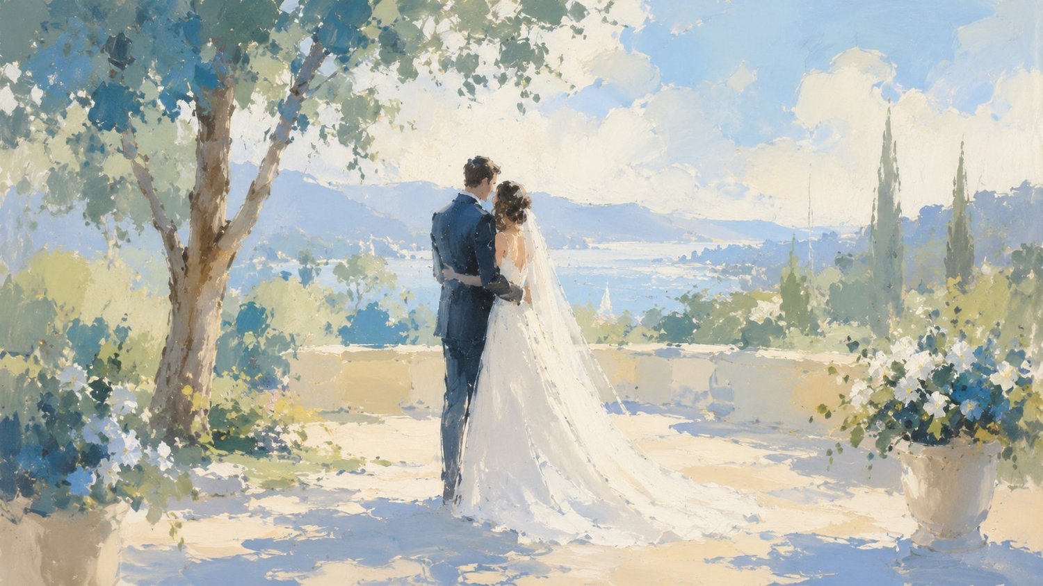 Couple sous les arbres